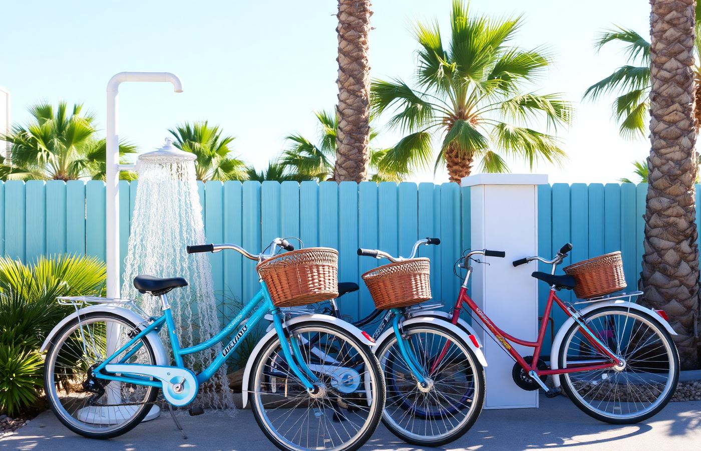 Family Beach Spot: Bicycles, Outdoor Showers, Beach Lounge
